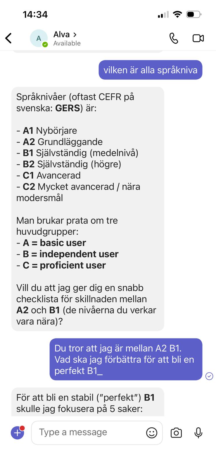 Tala Nu — CEFR levels